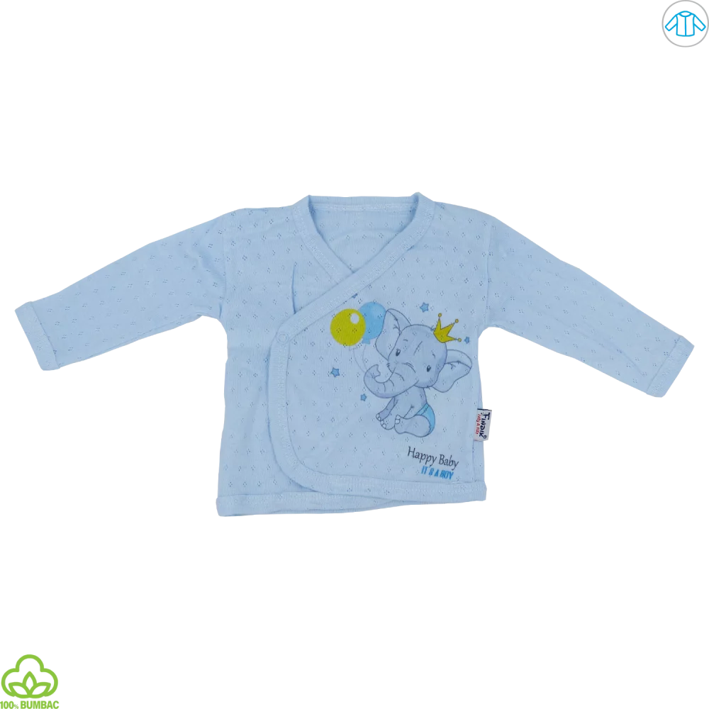 Bluza bebelusi din bumbac, albastru, elefantel, 0-3 luni