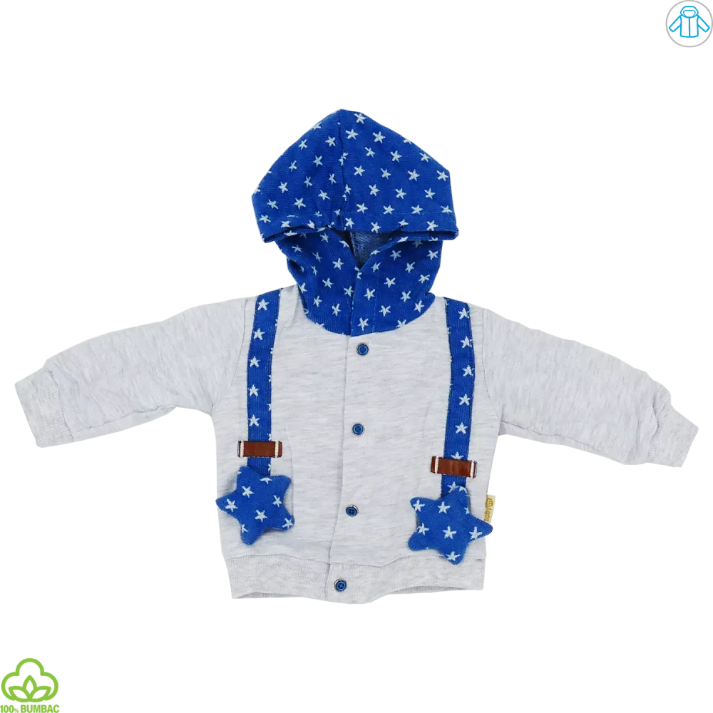 Bluza bebelusi din bumbac, albastru, stelute, 0-6 luni