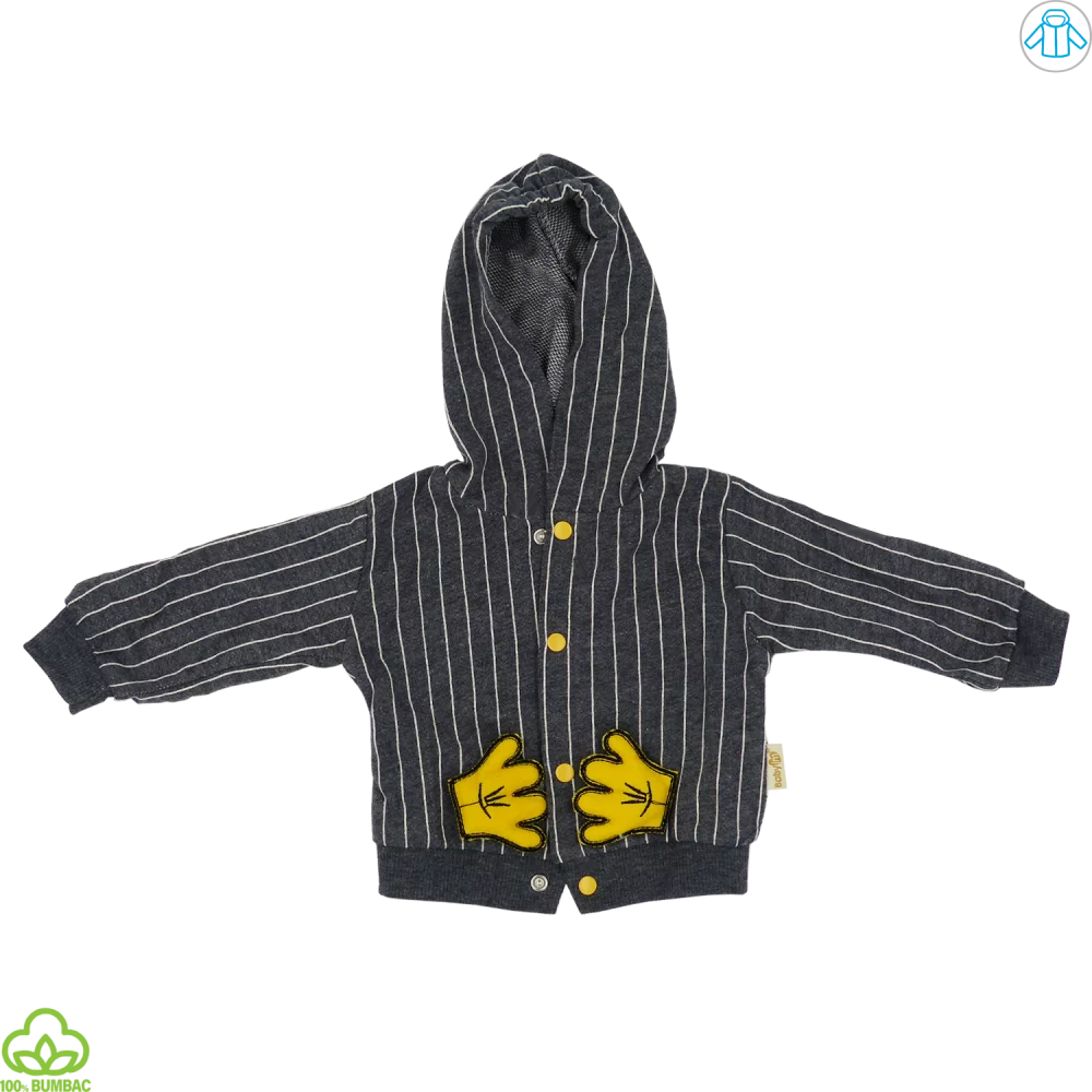 Bluza bebelusi din bumbac, gri, ursulet, 0-6 luni