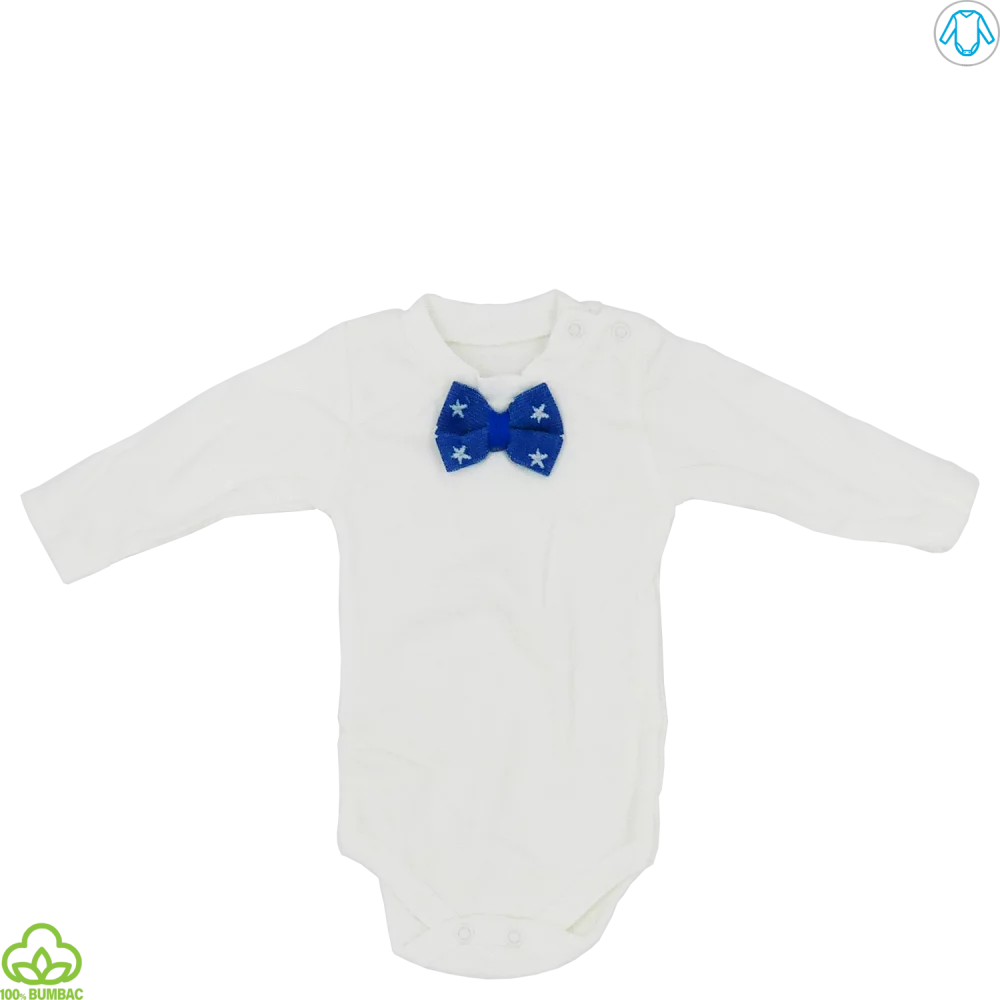 Body bebelusi din bumbac, alb, papion, 0-6 luni