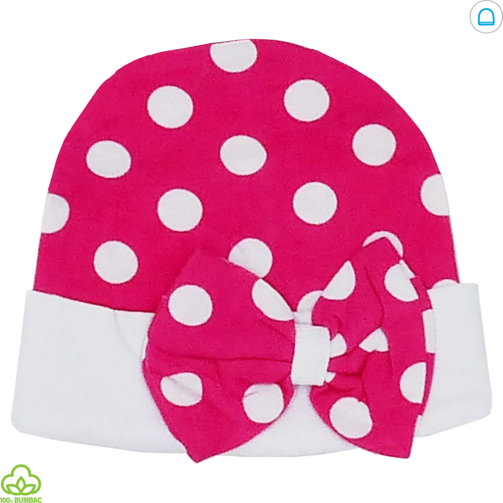 Caciulita bebelusi din bumbac, alb-roz, cu fundita, 0-9 luni Caciulita bebelusi din bumbac, alb-roz, cu fundita, 0-9 luni