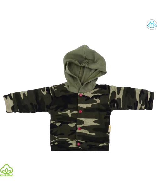 Compleu bebelusi din bumbac, 3 piese, army, little dude, 0-9 luni