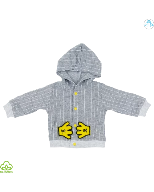 Compleu bebelusi din bumbac, 3 piese, gri, ursulet, 0-6 luni Compleu bebelusi din bumbac, 3 piese, gri, ursulet, 0-6 luni