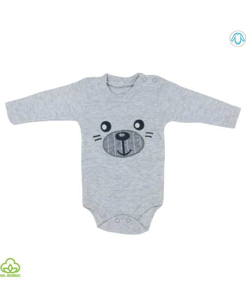 Compleu bebelusi din bumbac, 3 piese, gri, ursulet, 0-6 luni Compleu bebelusi din bumbac, 3 piese, gri, ursulet, 0-6 luni