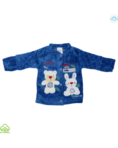 Compleu bebelusi din bumbac si catifea, 5 piese, alb-bleumarin, 0-6 luni