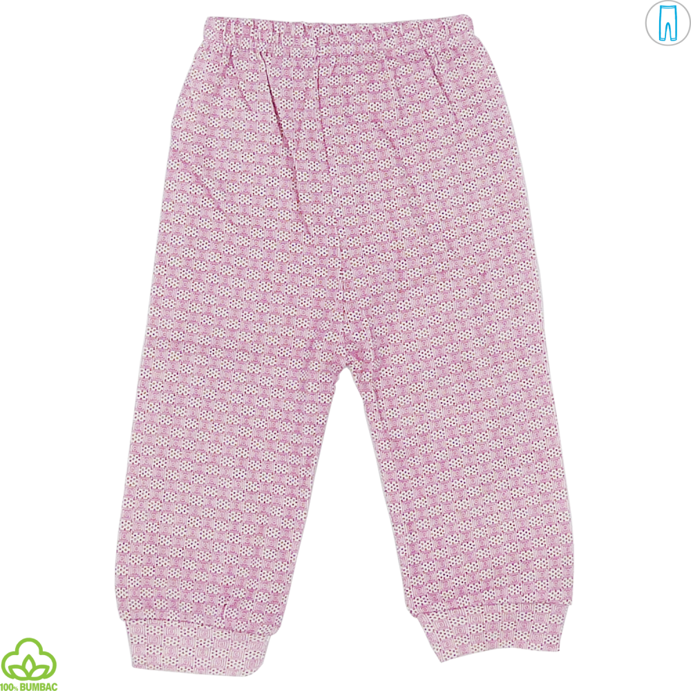Pantaloni bebelusi din bumbac, alb-visiniu, 0-6 luni