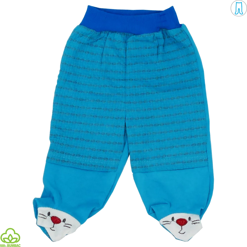 Pantaloni bebelusi din bumbac, albastru, iepuras, 0-6 luni