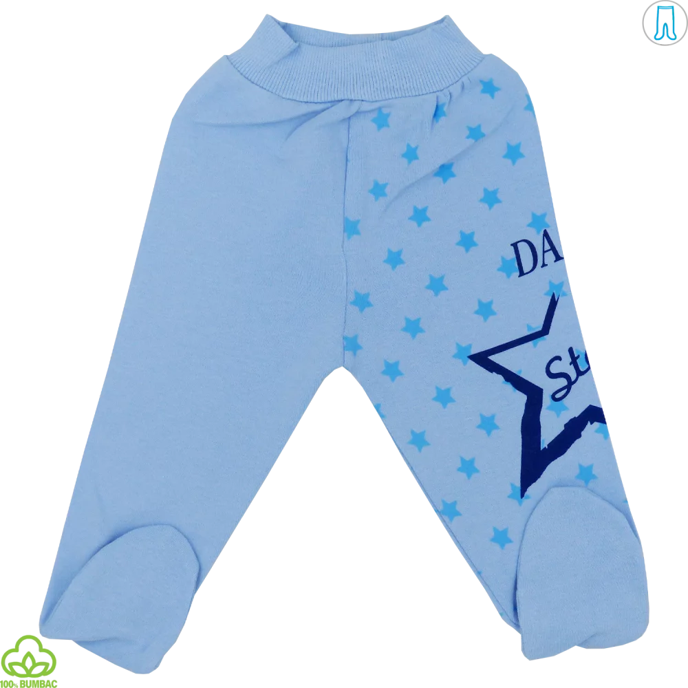 Pantaloni bebelusi din bumbac, albastru, star, 0-12 luni