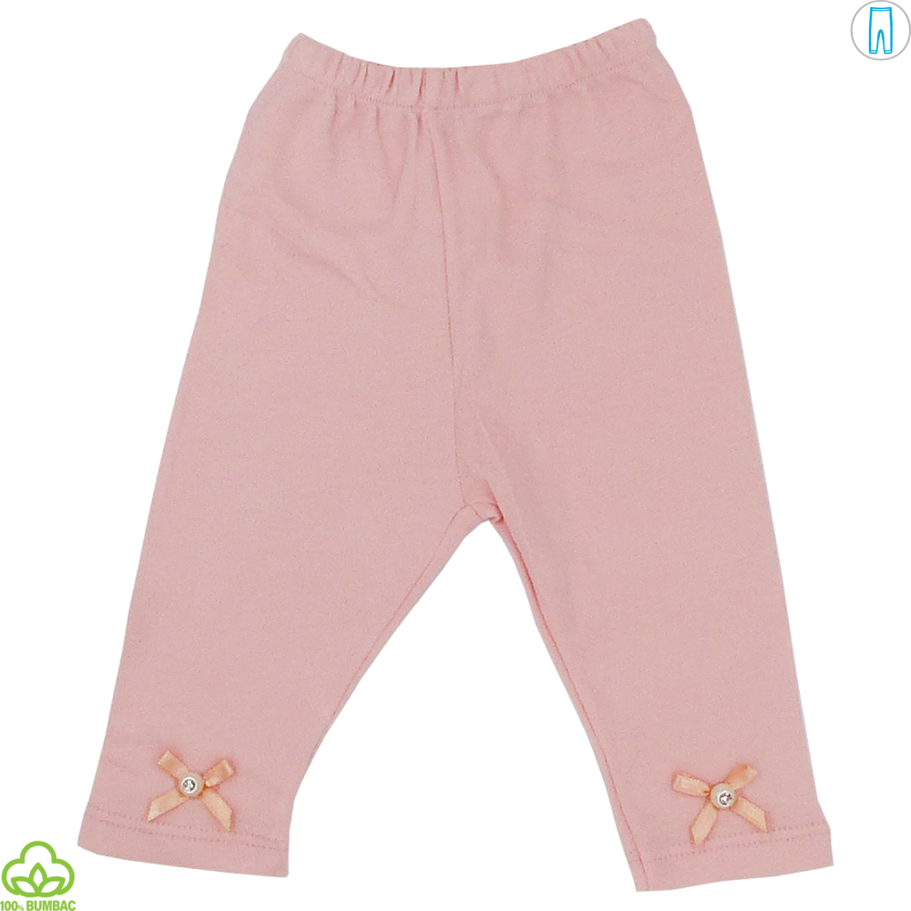 Pantaloni bebelusi din bumbac, corai, fundite, 0-6 luni