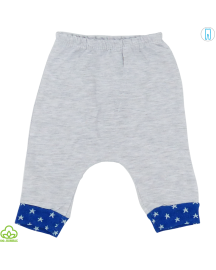 Pantaloni bebelusi din bumbac, gri-albastru, stelute, 0-6 luni