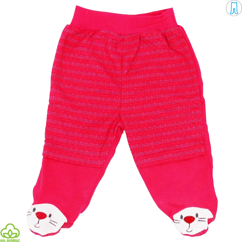 Pantaloni bebelusi din bumbac, rosu, iepuras, 0-6 luni