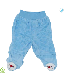 Pantaloni bebelusi din catifea, albastru, iepuras, 0-6 luni