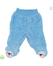 Pantaloni bebelusi din catifea, albastru, iepuras, 0-6 luni