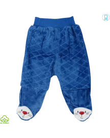 Pantaloni bebelusi din catifea, bleumarin, iepuras, 0-6 luni