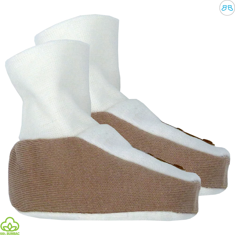 Botosei bebelusi din bumbac, maro, pinguin, 0-12 luni